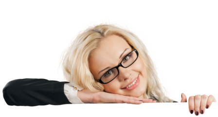 Businesswoman with Head Resting on Hand Standing Behin Placeholder - Isolated