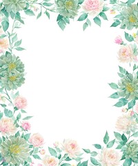 Fototapeta na wymiar Delicate floral watercolor pattern, floral pattern for textile and background, watercolor peony flowers and green leaves, soft colors, boho style on a beige background, floristic vintage.Generative AI