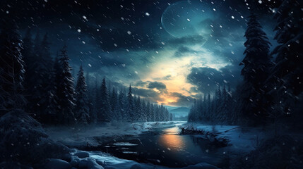 Night sky in the middle of winter