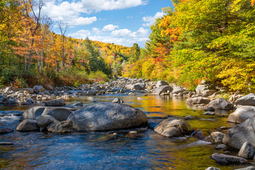 Autumn in the Carrabassett Valley - Maine - Narrow Gauge Pathway view of Carrabassett River