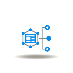 Vector illustration of flowchart of web page network. Icon of CMS Content Management System. Symbol of website structure management, maintenance.