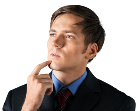 Portrait of a Thinking , Uncertain Businessman