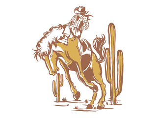 cowboy illustration wild west graphic rodeo design outlaw vintage bad land