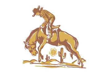 cowboy illustration wild west graphic rodeo design outlaw vintage bad land