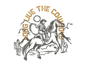 cowboy illustration wild west graphic rodeo design outlaw vintage bad land