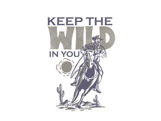 cowboy illustration wild west graphic rodeo design outlaw vintage bad land