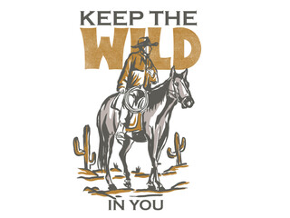 cowboy illustration wild west graphic rodeo design outlaw vintage bad land