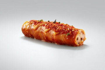 smoked salmon on a white background