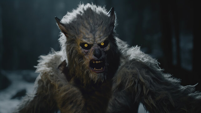 scary werewolf monster. vintage. classic monster. horror story. AI generated image