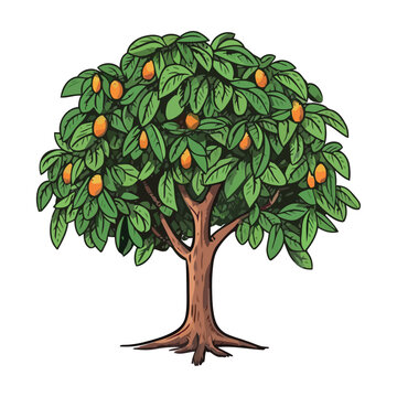 Fresh citrus fruit on green leaf tree