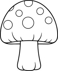 Mushroom vector illustration. Black and white outline fungus coloring book or page for children