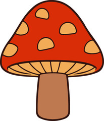 Cute Mushroom cartoon. Fungus clipart vector illustration