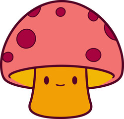 Cute Mushroom cartoon. Fungus clipart vector illustration
