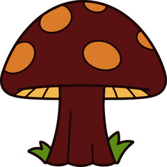 Cute Mushroom cartoon. Fungus clipart vector illustration