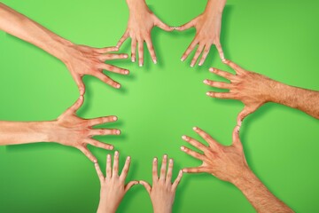 teamwork concept, People join hands on background