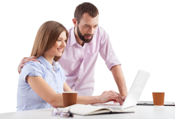 Young Happy Couple Making Online Purchase At laptop