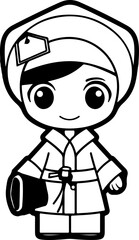 Cute muslim girl graduate drawing outline