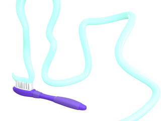 Toothbrush and toothpaste product advertisement image. Splashed toothpaste cream. Isolated on a transparent background.