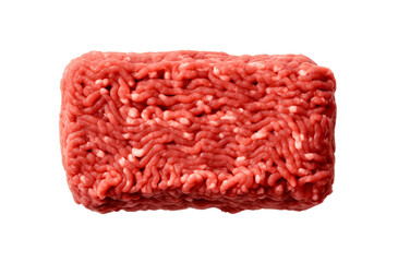 Top view of raw minced beef meat isolated on white, generative AI