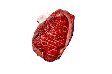 Obraz premium Fresh raw beef steak isolated on trasnparent background, top view with generative AI