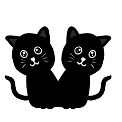 Little twin black cat