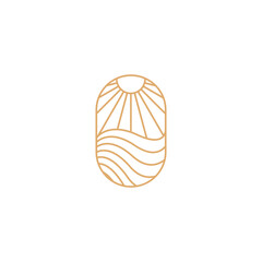 natural sun on the sea lineal logo simple luxury design