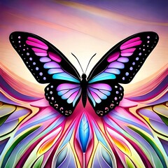 Fototapeta na wymiar Beautiful butterfly on a colorful background. Generative AI