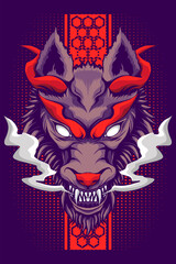 Dark color wolf head vector illustration