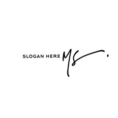 Ms Initial Handwriting Signature Monogram Logo Vector
