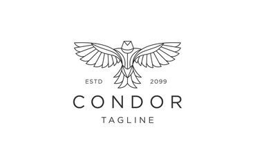 Condor bird line logo icon design template flat vector
