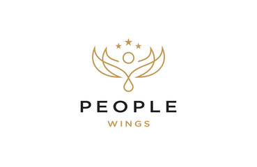 People wing line logo icon design template flat vector