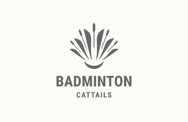 Fototapeta na wymiar Badminton cattail logo icon design template flat vector