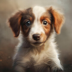 portrait of a little cute puppy, generated ai