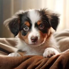 Fototapeta premium portrait of a little cute puppy, generated ai