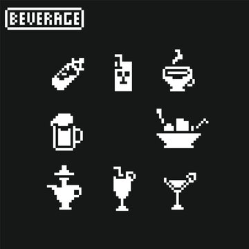 this is beverage icon 1 bit style in pixel art with white color black background ,this item good for presentations,stickers, icons, t shirt design,game asset,logo and your project.