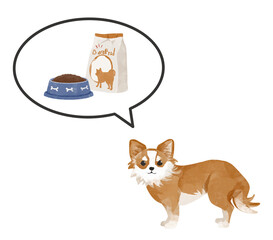 ドックフードが食べたいチワワ、ふきだしのワンポイント素材