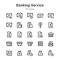 Icons collection on banking service and related topic