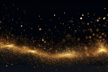 Obraz premium Gold glitter sparking in the air, luxury backdrop, romantic wallpaper, celebration concept abstract background. Generative AI
