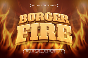burger fire 3d text effect and editable text effect with vector mesh fire effect