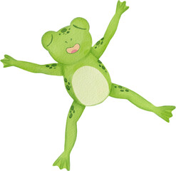 Frog watercolor hand-drawing PNG.
