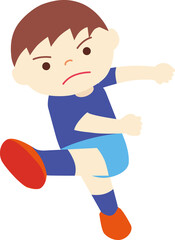 サッカーでシュートをする子供
