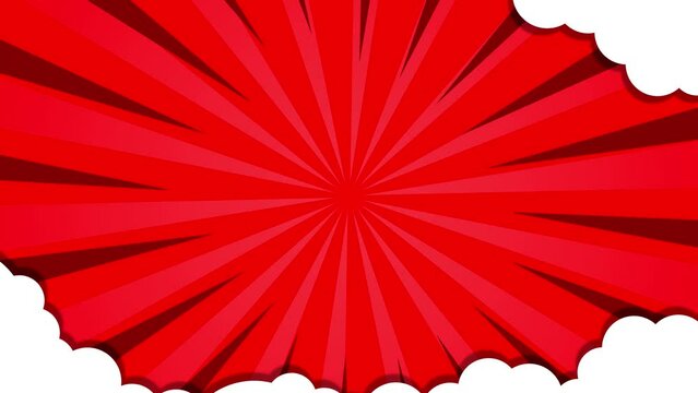 Red Pop Art Comic Background with Moving Cloud