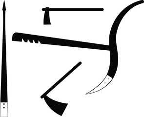 Plow Primitive Farming tools, asian agricultural land - vector