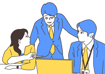 質問を受けるビジネスマン