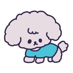 犬服を着たかわいいトイプードルの子犬のイラスト