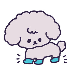 犬靴を履いたかわいいトイプードルの子犬のイラスト