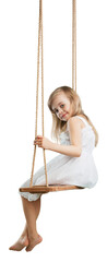 Happy Little Girl Smiling on Swing