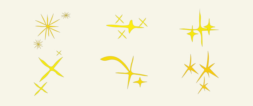 The set of original vector stars sparkle icon, Yellow, gold, orange sparkles symbols vector.