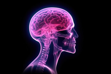 Obraz premium 3d rendered anatomy illustration of a human body shape with active brain