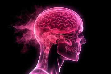 Obraz premium 3d rendered anatomy illustration of a human body shape with active brain